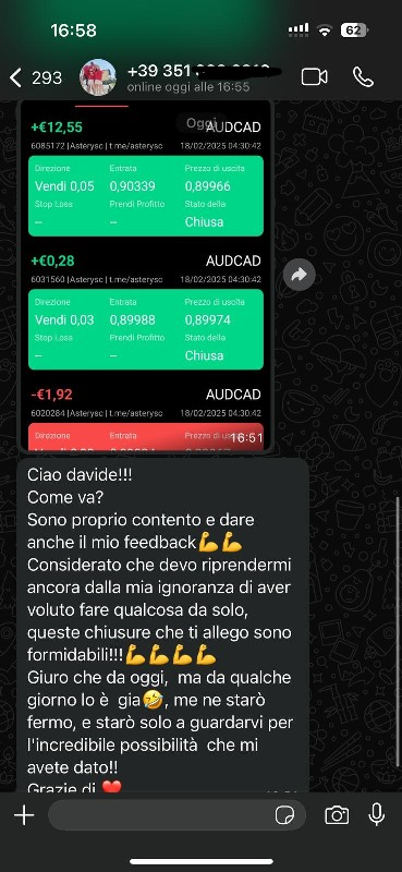 Screenshot della conversazione con Davide